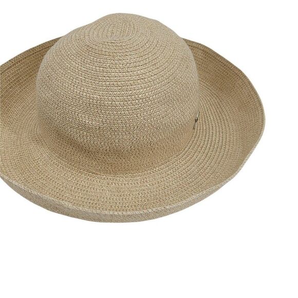 Vintage Betmar New York #166 Floppy Paper Sun Hat Flexible Tan Metal Logo Sz - Picture 7 of 10